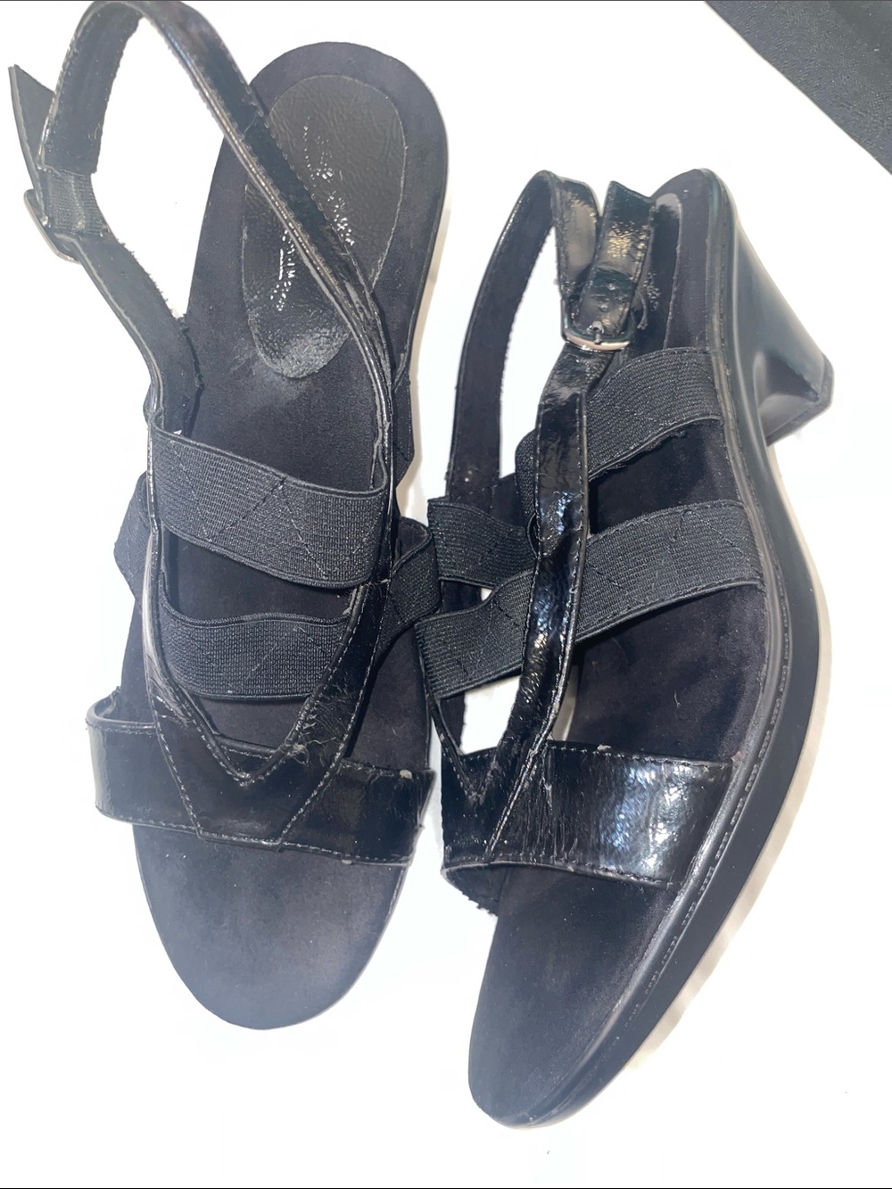 easy street Black Patent Slingback Sandals
